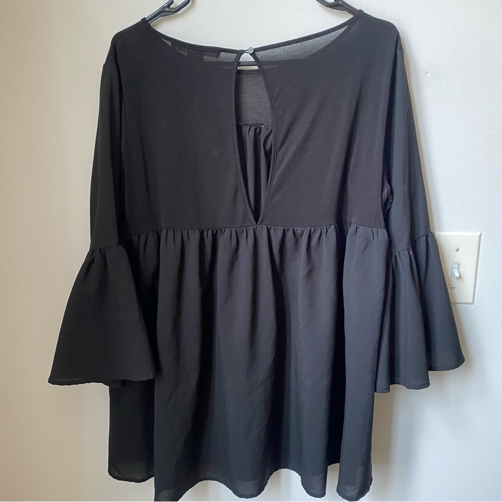 French Connection Black Flared Sleeve Blouse - Picture 5 of 8